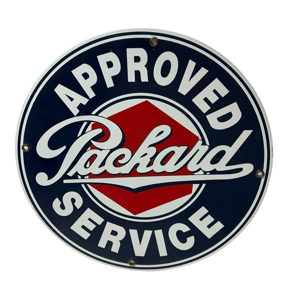 VINTAGE PACKARD PORCELAIN DEALERSHIP SIGN SERVICE STATION GAS OIL METAL GASOLINE